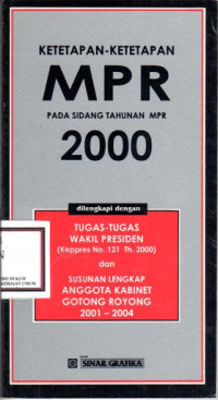Image of Ketetapan-ketetapan MPR pada sidang tahunan mpr 2000/